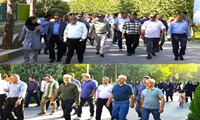 نشاط صبحگاهی کارکنان در هفته دولت با پیاده‌روی